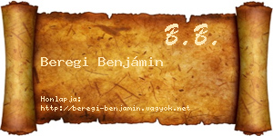 Beregi Benjámin névjegykártya